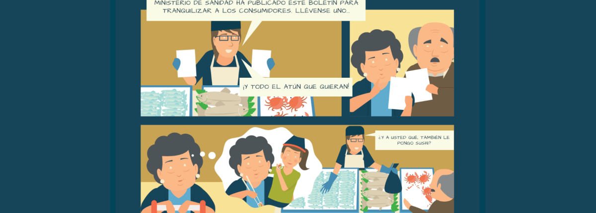 Página del cómic. Pescados y metales pesados
